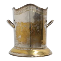 Seau à champagne ancien en cuivre plaqué argent, France, vers 1900
