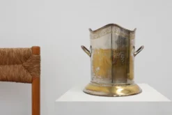 Seau à champagne ancien en cuivre plaqué argent, France, vers 1900