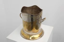Seau à champagne ancien en cuivre plaqué argent, France, vers 1900