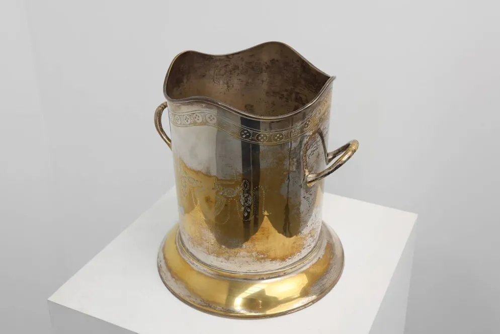 Seau à champagne ancien en cuivre plaqué argent, France, vers 1900