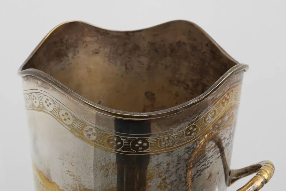 Seau à champagne ancien en cuivre plaqué argent, France, vers 1900