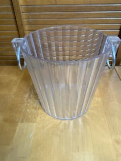 Seau à Champagne Ancien Lucite BLANC FOUSSY Plexi + Anses Métal Vintag