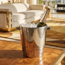 Seau à champagne Art Déco en argent massif par Luc Lanel pour Christofle Gallia