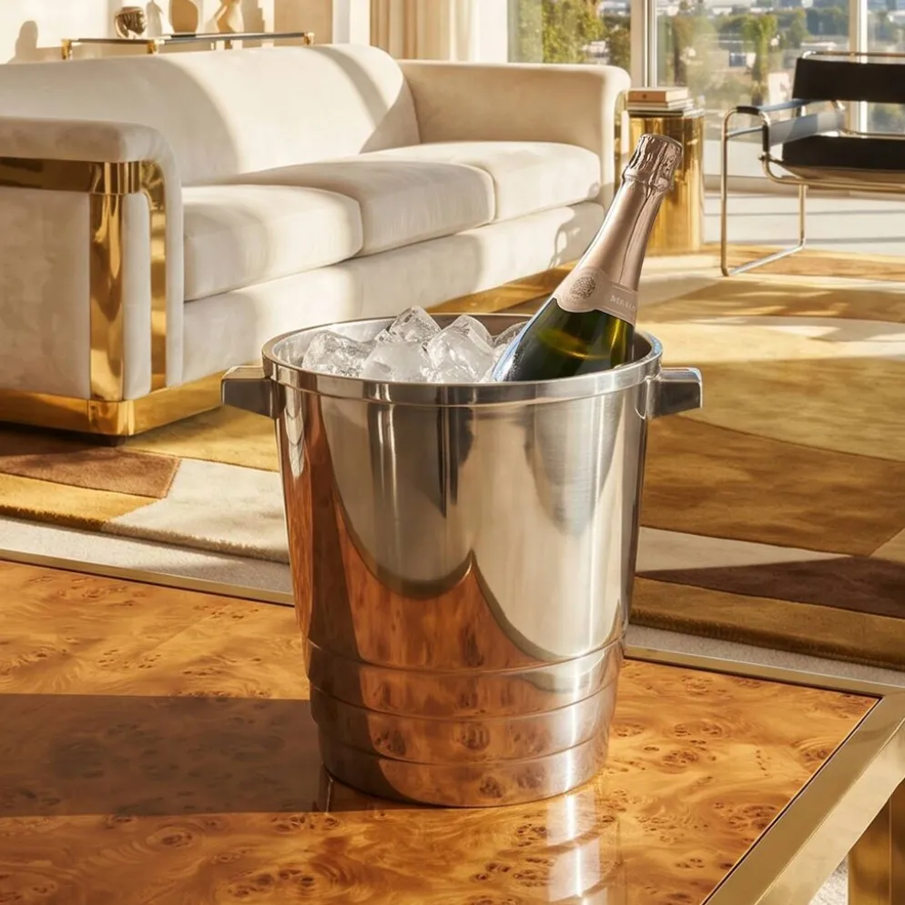 Seau à champagne Art Déco en argent massif par Luc Lanel pour Christofle Gallia