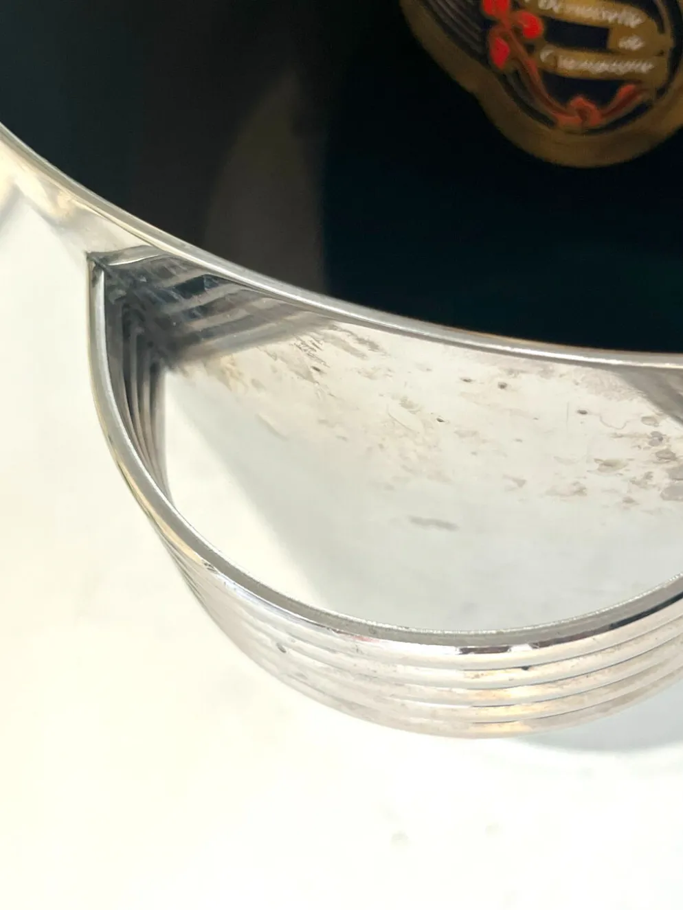Seau à champagne Art Déco, vintage en acier inoxydable chromé français