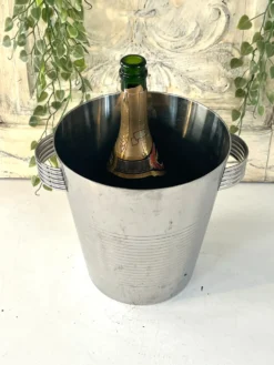 Seau à champagne Art Déco, vintage en acier inoxydable chromé français