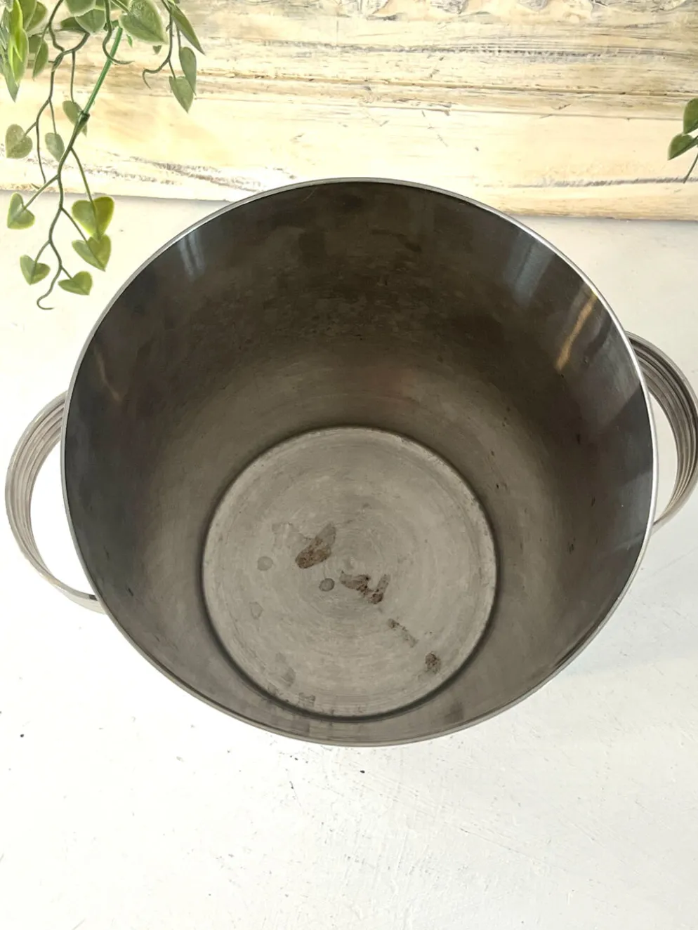 Seau à champagne Art Déco, vintage en acier inoxydable chromé français