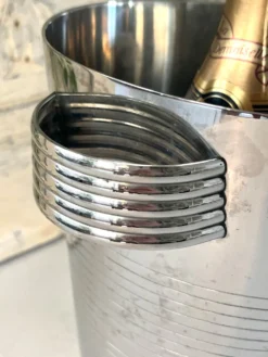 Seau à champagne Art Déco, vintage en acier inoxydable chromé français