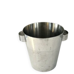 Seau à champagne Art Déco, vintage en acier inoxydable chromé français