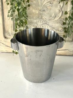 Seau à champagne Art Déco, vintage en acier inoxydable chromé français