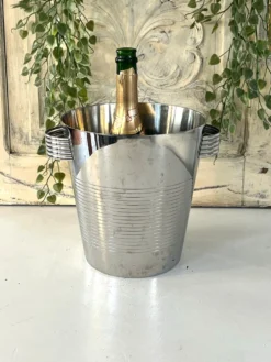Seau à champagne Art Déco, vintage en acier inoxydable chromé français