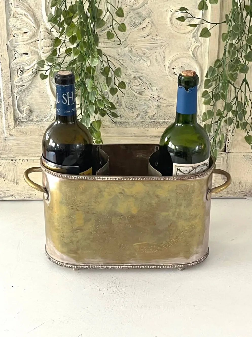 Seau à champagne de style Sheffield pour plusieurs bouteilles en métal argenté