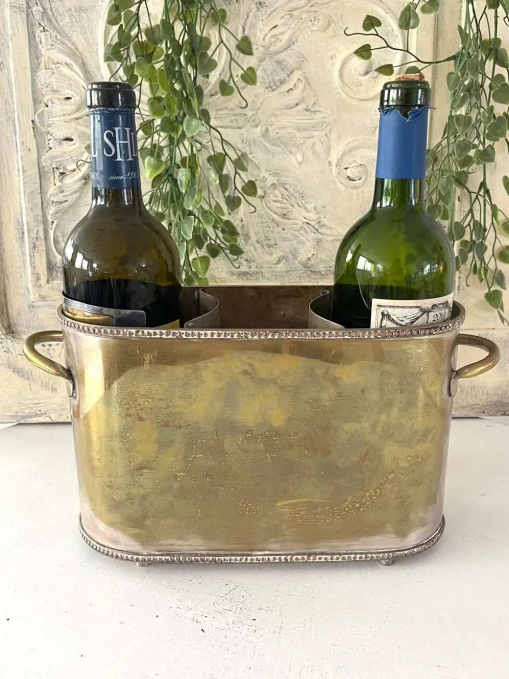 Seau à champagne de style Sheffield pour plusieurs bouteilles en métal argenté
