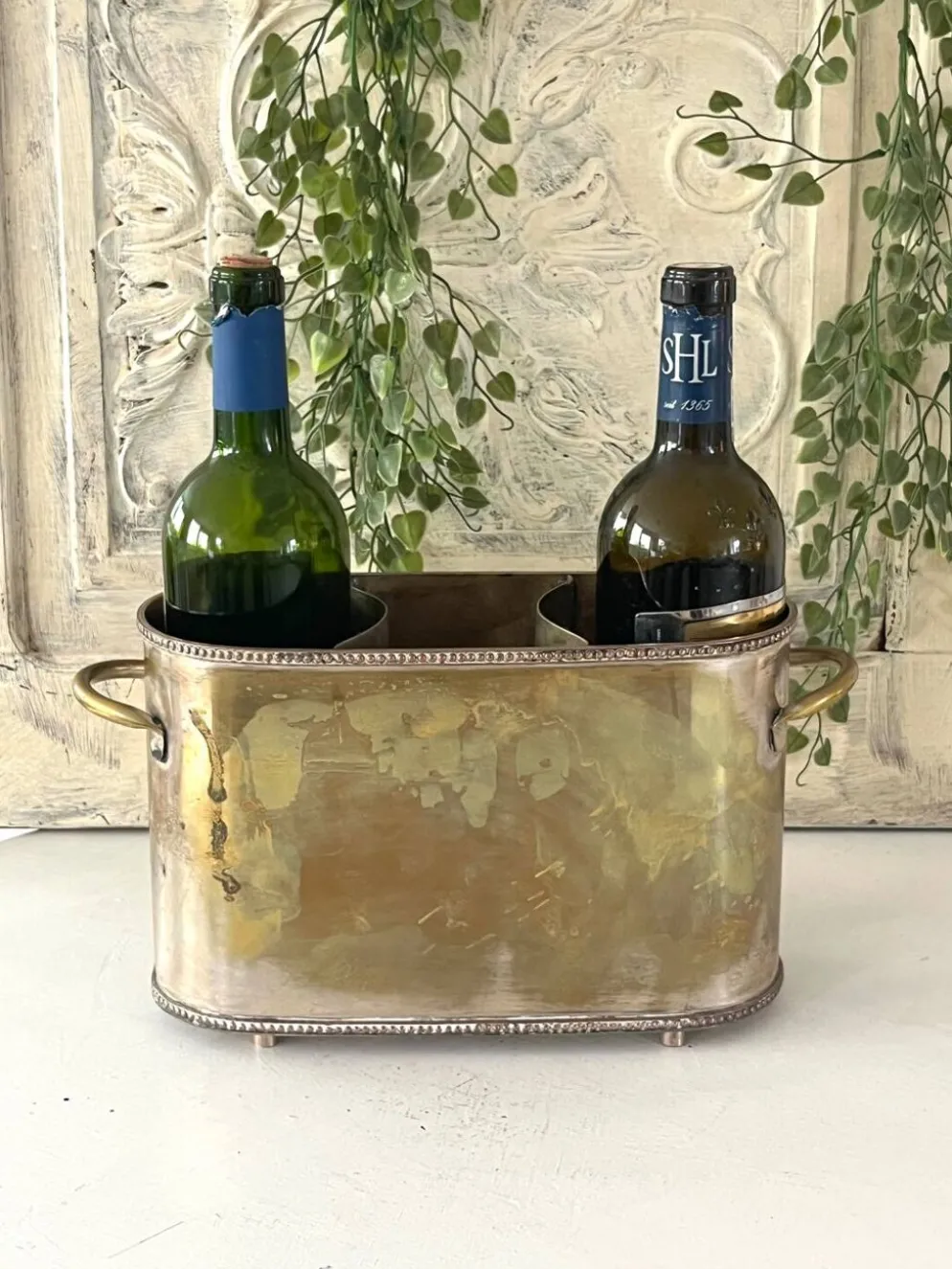 Seau à champagne de style Sheffield pour plusieurs bouteilles en métal argenté