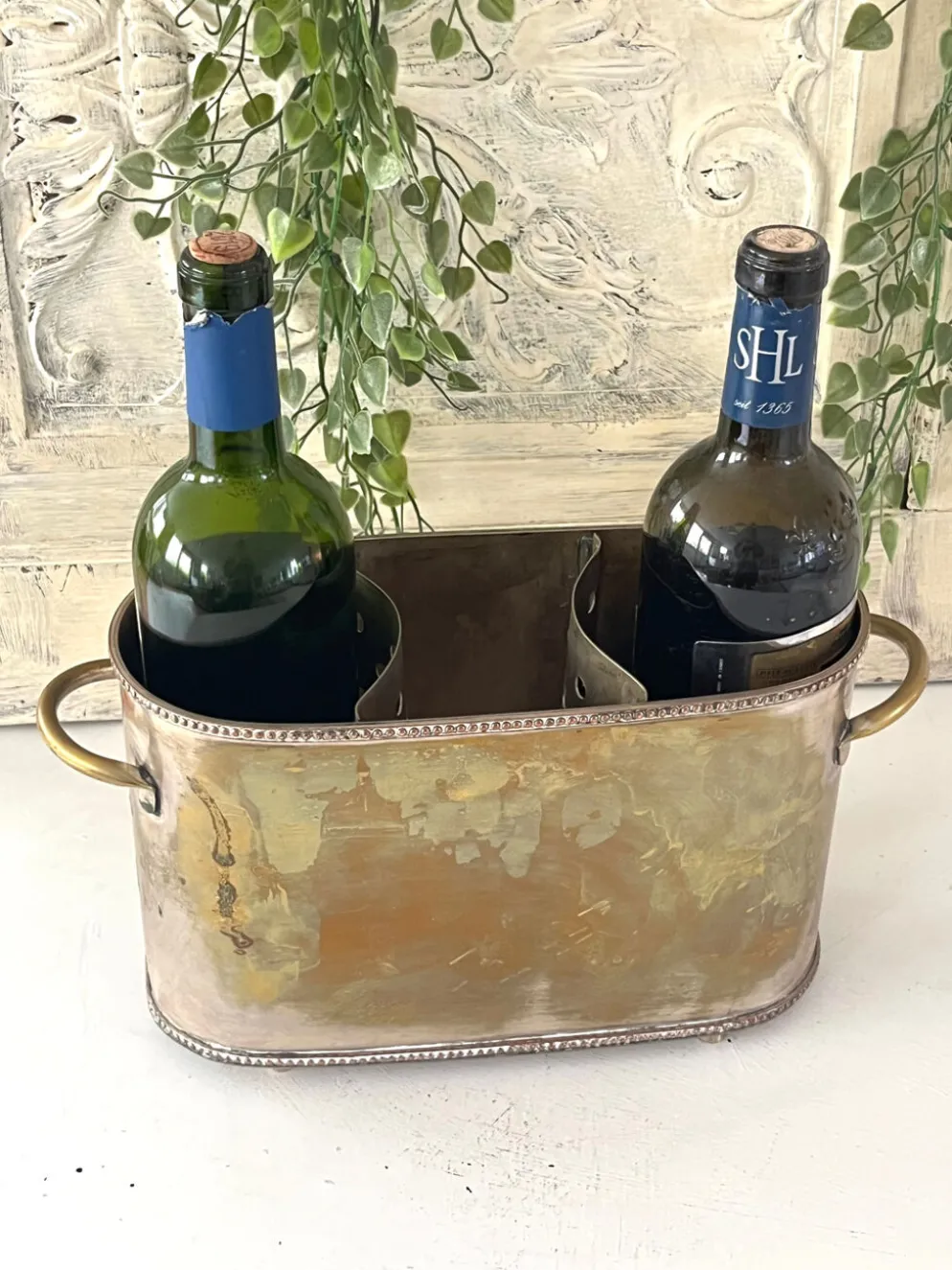 Seau à champagne de style Sheffield pour plusieurs bouteilles en métal argenté