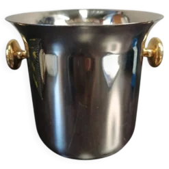 Seau à champagne Elizabeth, SAF Inox, Acier 18/10 et Or Zecchino, 1970