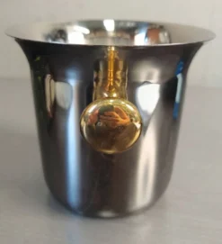 Seau à champagne Elizabeth, SAF Inox, Acier 18/10 et Or Zecchino, 1970