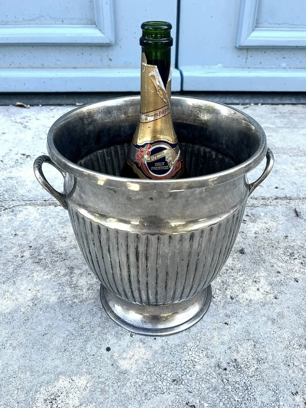 Seau à champagne en argent massif – Rafraîchisseur à vin de style Empire italien