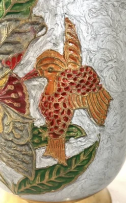 Seau à champagne en cloisonné français émaillé coloré sur laiton.