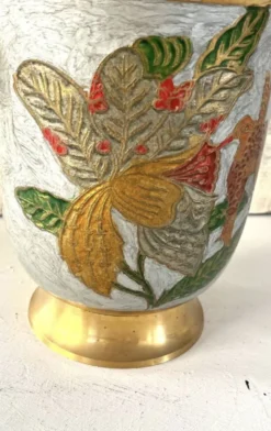 Seau à champagne en cloisonné français émaillé coloré sur laiton.