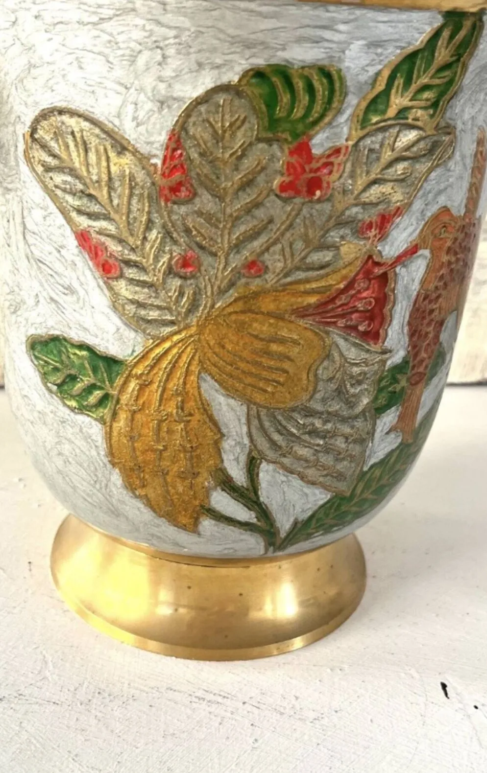 Seau à champagne en cloisonné français émaillé coloré sur laiton.