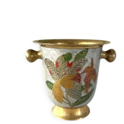 Seau à champagne en cloisonné français émaillé coloré sur laiton.