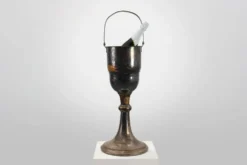 Seau à champagne en cuivre argenté Art Déco sur pied, France 1910