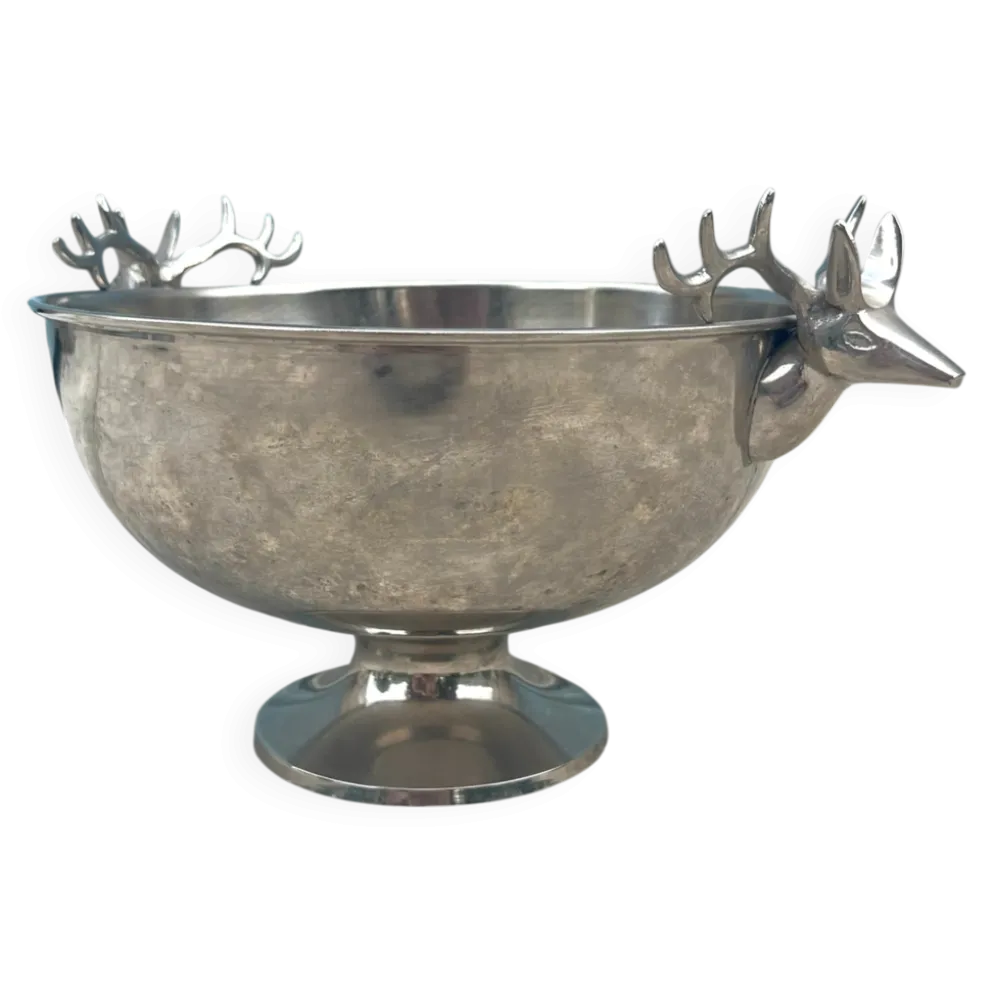 Seau à champagne en forme de tête de cerf sur pied.