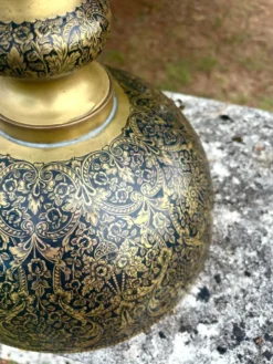 Seau à champagne en laiton avec piédestal floral orné