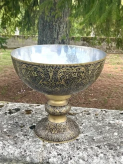 Seau à champagne en laiton avec piédestal floral orné
