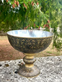 Seau à champagne en laiton avec piédestal floral orné