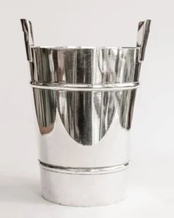 Seau à champagne et à glace moderniste en métal argenté, années 1950