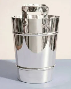 Seau à champagne et à glace moderniste en métal argenté, années 1950