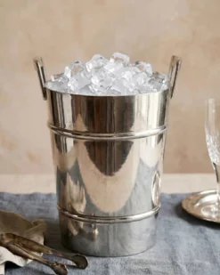 Seau à champagne et à glace moderniste en métal argenté, années 1950