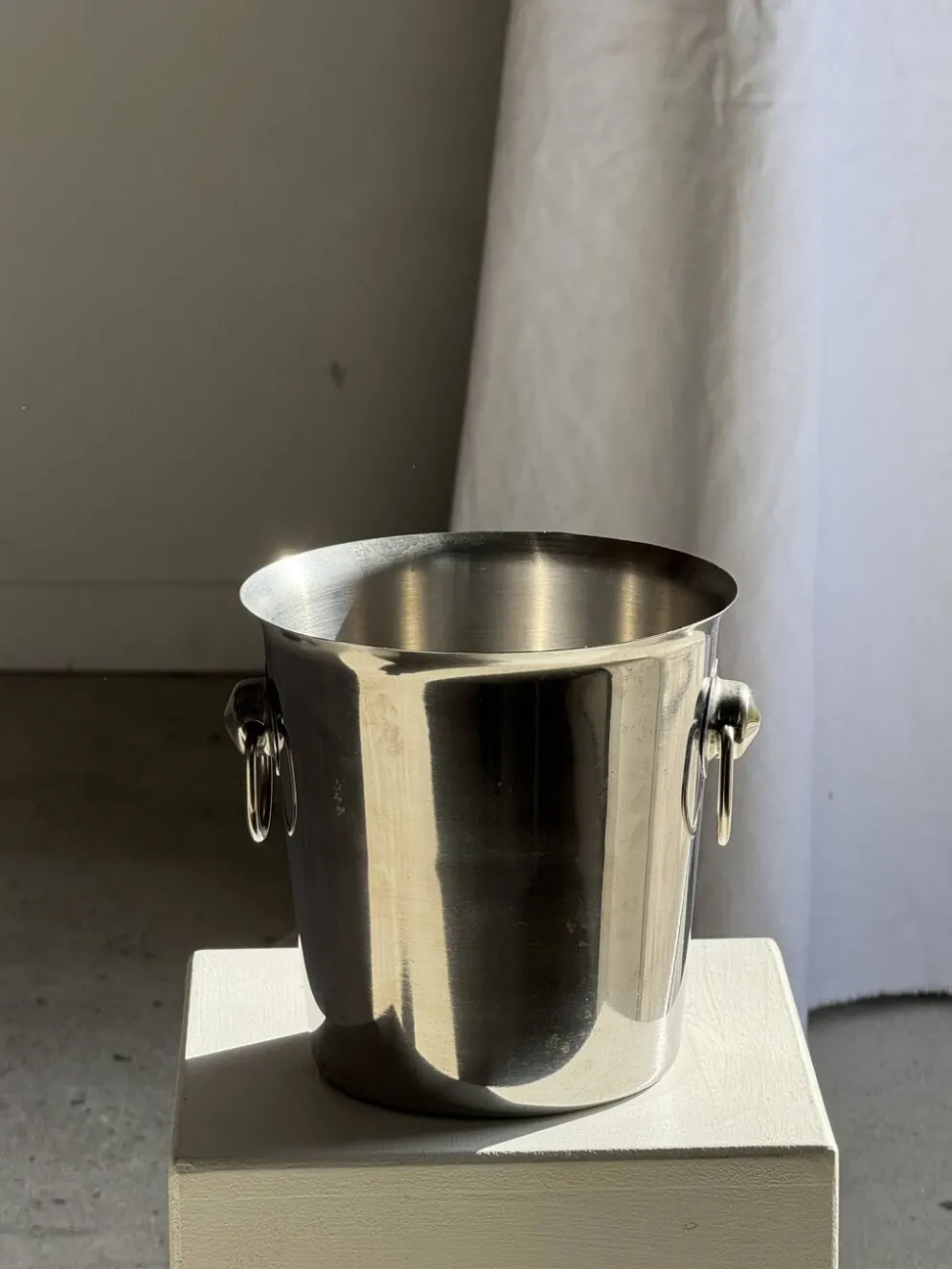 Seau à champagne et à vin en acier inoxydable à anse D19 H19