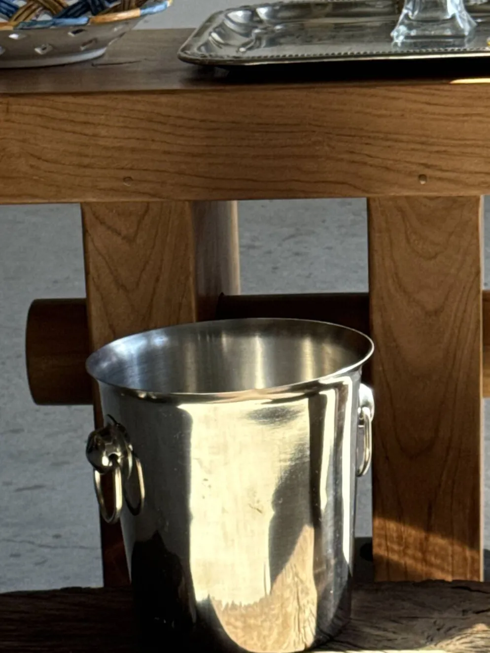 Seau à champagne et à vin en acier inoxydable à anse D19 H19