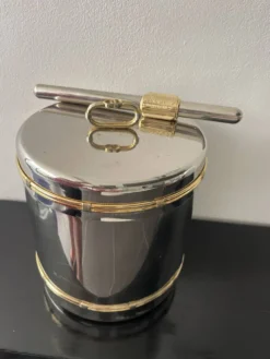 Seau à champagne Gucci vintage en métal argenté de style Hollywood Regency