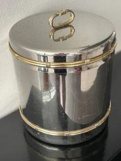 Seau à champagne Gucci vintage en métal argenté de style Hollywood Regency
