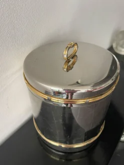 Seau à champagne Gucci vintage en métal argenté de style Hollywood Regency