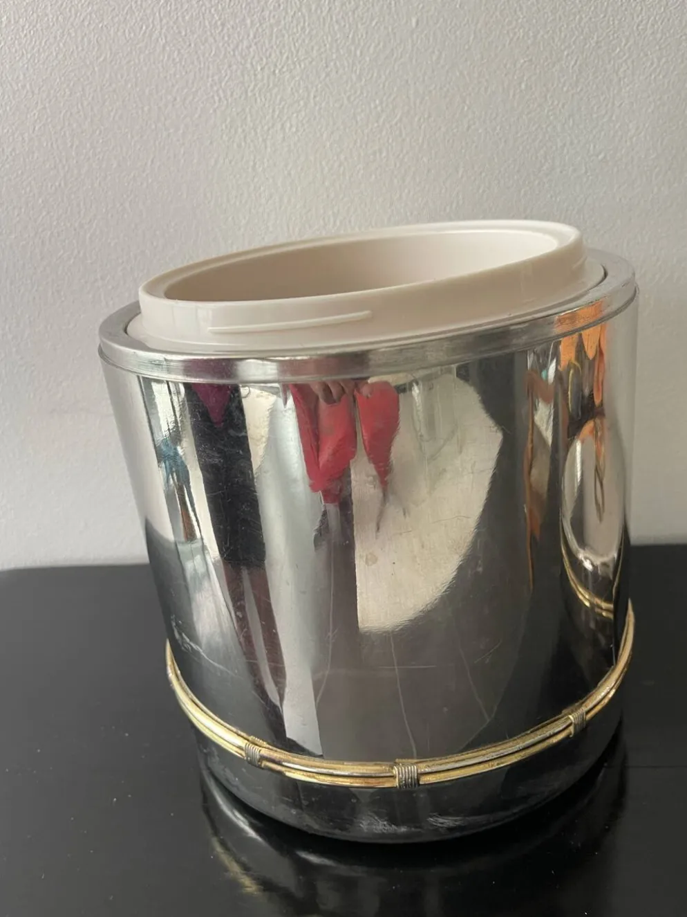 Seau à champagne Gucci vintage en métal argenté de style Hollywood Regency