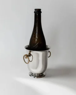 Seau à champagne ou rafraîchisseur à vin vintage - Design intemporel en métal argenté par Jean Couzon années 1980 - Idée cadeau, centre de table rétro, décoration de table