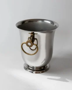 Seau à champagne ou rafraîchisseur à vin vintage - Design intemporel en métal argenté par Jean Couzon années 1980 - Idée cadeau, centre de table rétro, décoration de table