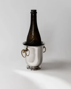 Seau à champagne ou rafraîchisseur à vin vintage - Design intemporel en métal argenté par Jean Couzon années 1980 - Idée cadeau, centre de table rétro, décoration de table