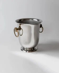 Seau à champagne ou rafraîchisseur à vin vintage - Design intemporel en métal argenté par Jean Couzon années 1980 - Idée cadeau, centre de table rétro, décoration de table