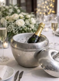 Seau à champagne pomme inox - Vintage - Bon état