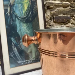 Seau à champagne vintage en cuivre véritable et inox