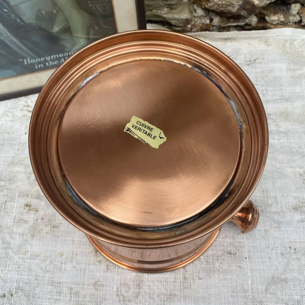 Seau à champagne vintage en cuivre véritable et inox