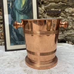 Seau à champagne vintage en cuivre véritable et inox