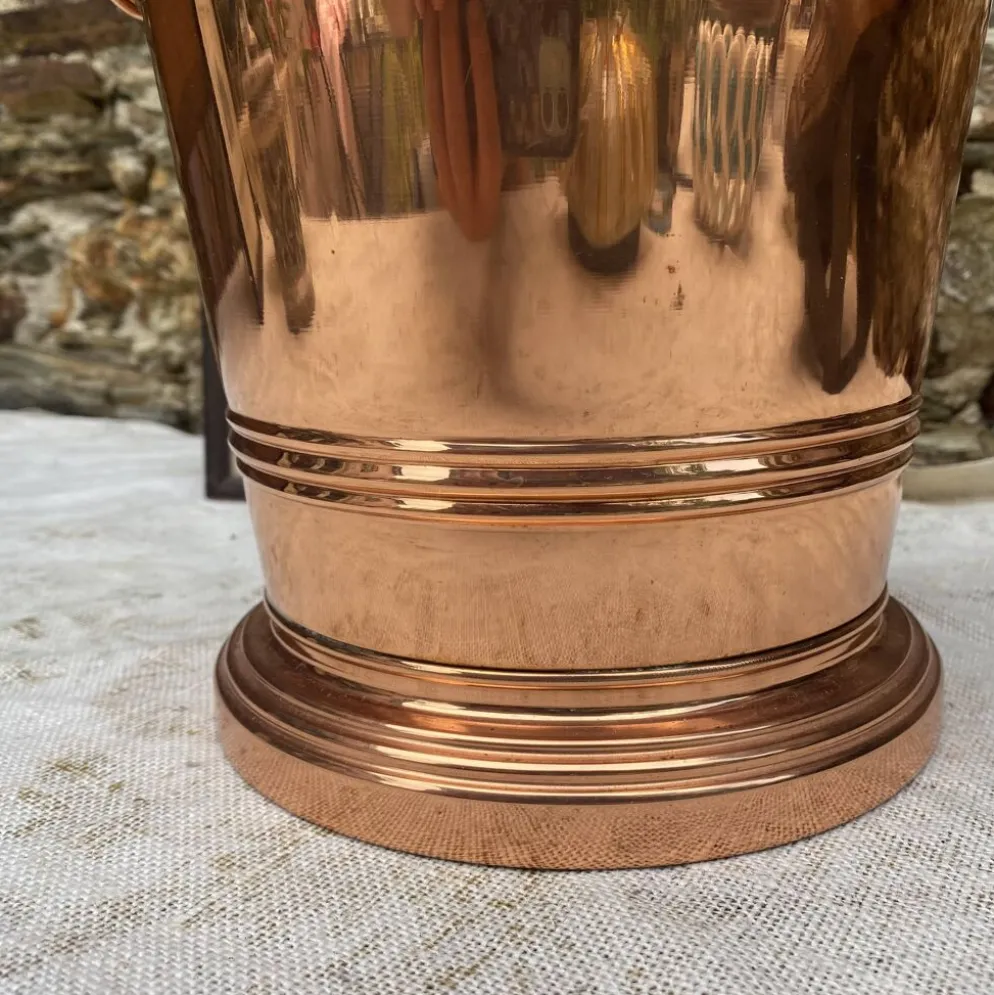 Seau à champagne vintage en cuivre véritable et inox