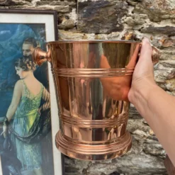 Seau à champagne vintage en cuivre véritable et inox